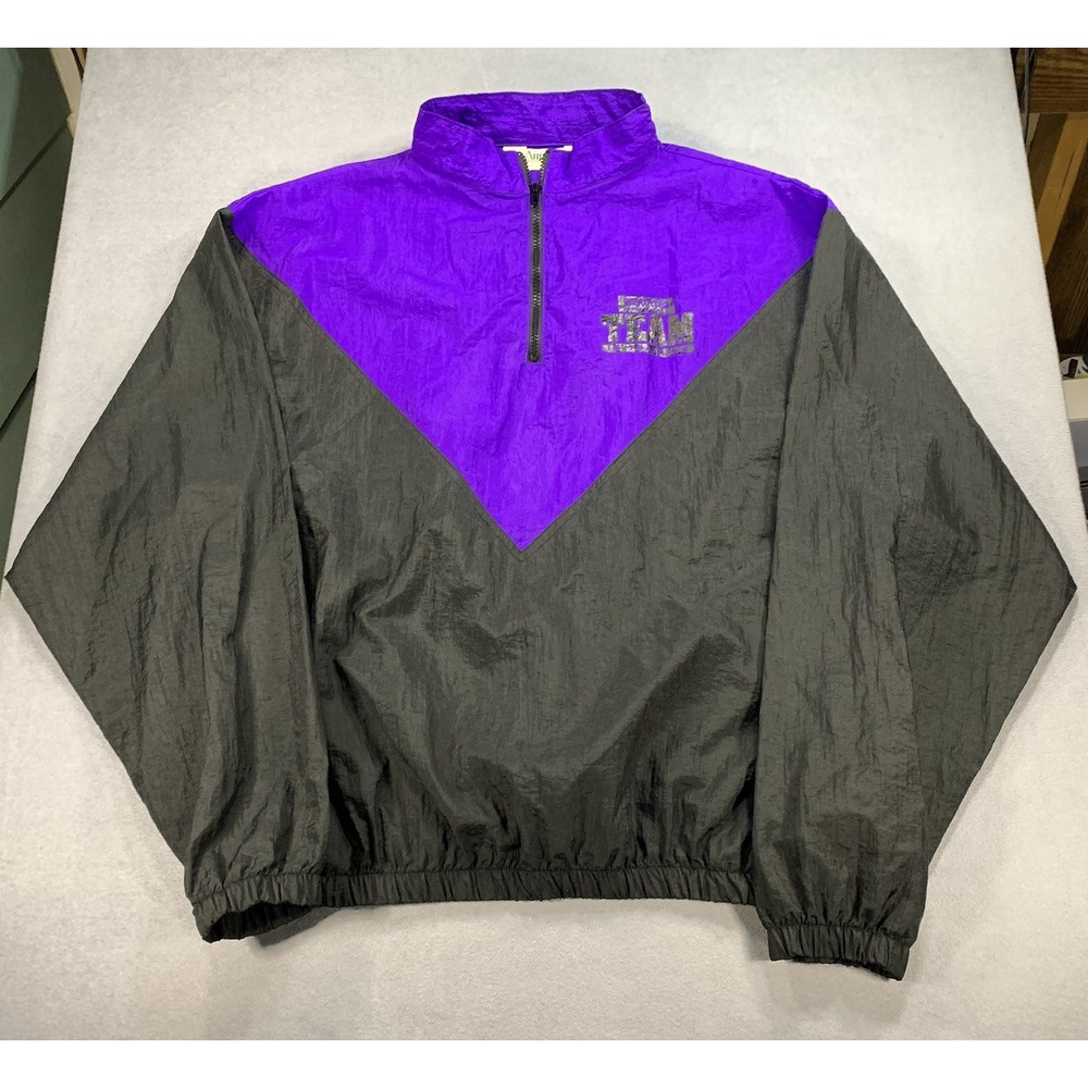 Vintage 90s Augusta Purple Black Colorblock Windbreaker Jacket XL USA Retro